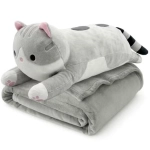 Pluszak z kocem Trusty TR-K08 kot 60 cm Szary - Grey