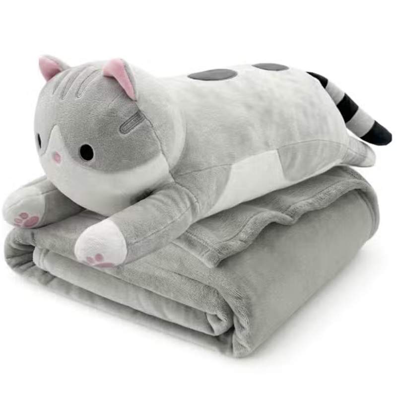 Pluszak z kocem Trusty TR-K08 kot 60 cm Szary - Grey