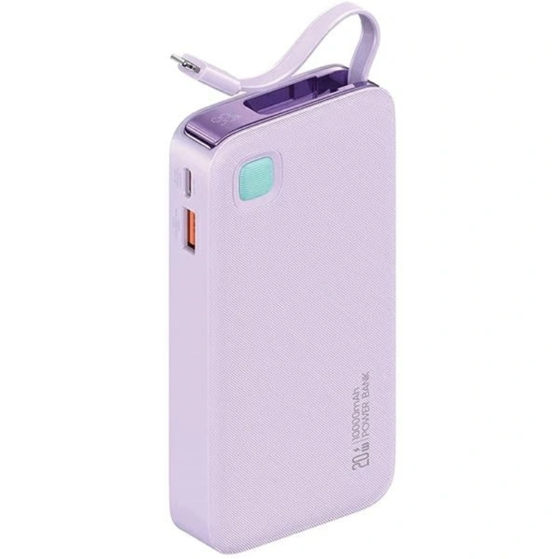 Powerbank USAMS US-CD225 Lightning Retractable 10000 mAh 20 W Fioletowy - Purple