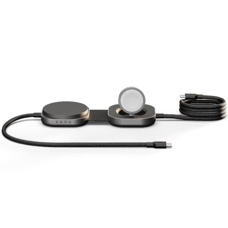 Ładowarka indukcyjna 2w1 Zens Pro 3 Qi2 15 W USB-C/USB-C Czarna - Black