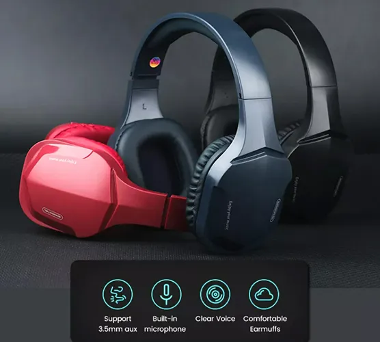 Słuchawki nauszne Somostel SMS-CJ08 POWERFULL BASS Bluetooth V 5.0 niebieskie
