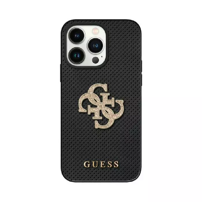 guess-guhcp15spsp4lgk-iphone-15-6-1-czarny-black-hardcase-leather-perforated-4g-glitter-logo