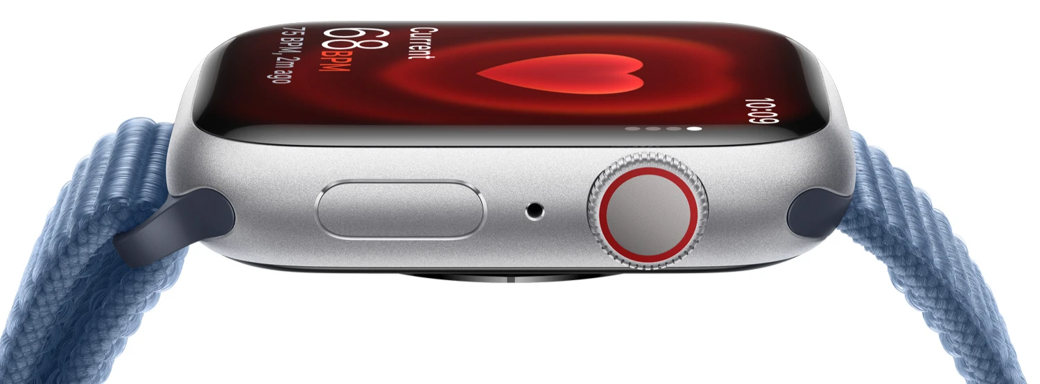 Apple Watch Series 9 GPS z kopertą 41mm z aluminium w kolorze srebrnym z opaską sportową w kolorze zimowego błękitu