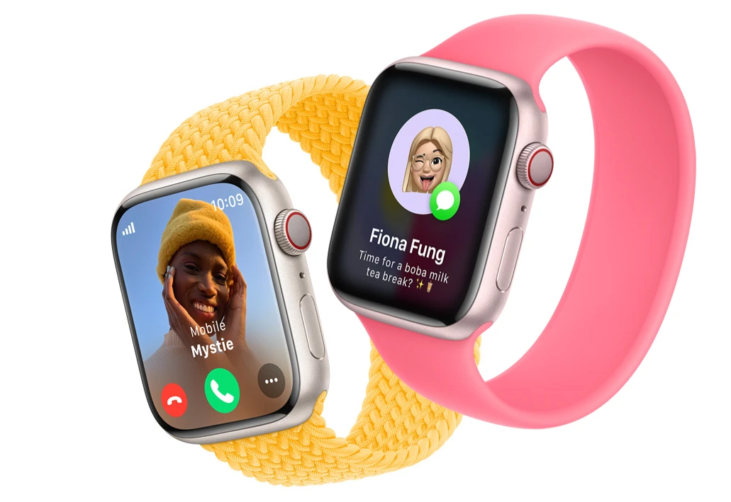 Apple Watch Series 9 GPS z kopertą 45 mm z aluminium w kolorze różowym z paskiem sportowym S/M w kolorze jasnoróżowym