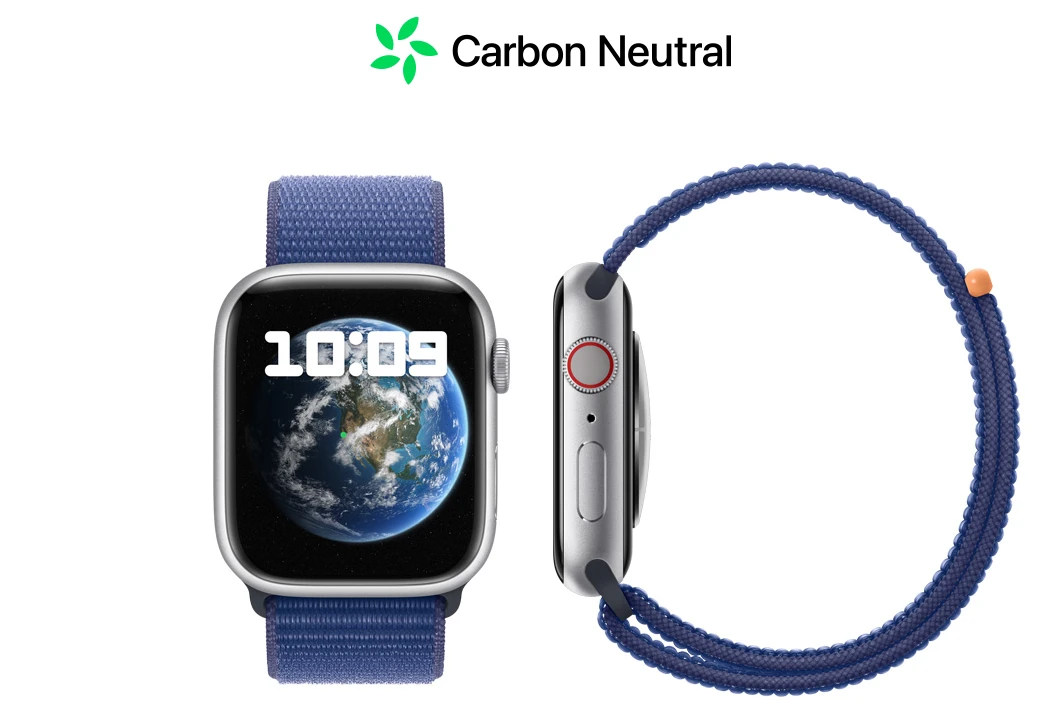 Apple Watch Series 9 GPS z kopertą 45 mm z aluminium w kolorze srebrnym z paskiem sportowym M/L w kolorze burzowego błękitu