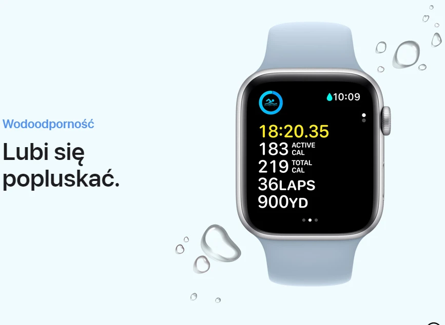 Apple Watch SE V2 GPS 40 mm koperta z aluminium w kolorze srebrnym z paskiem sportowym rozmiar M/L błękit burzy (2023)