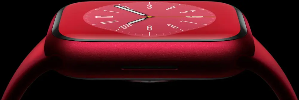 Apple Watch Series 8 GPS z kopertą 45 mm z aluminium w kolorze czerwonym z paskiem sportowym w kolorze czerwonym