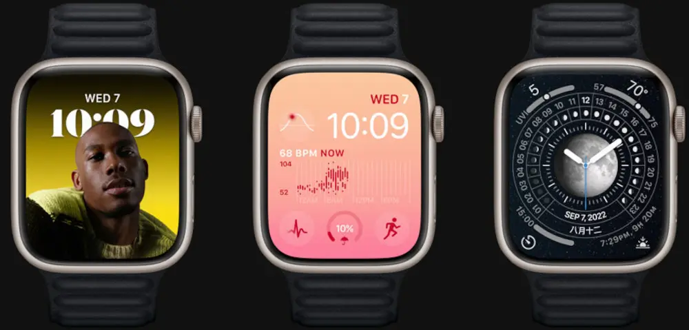 Apple Watch Series 8 LTE z kopertą 45 mm z aluminium w kolorze księżycowa poświata z paskiem sportowym w kolorze księżycowa poświata