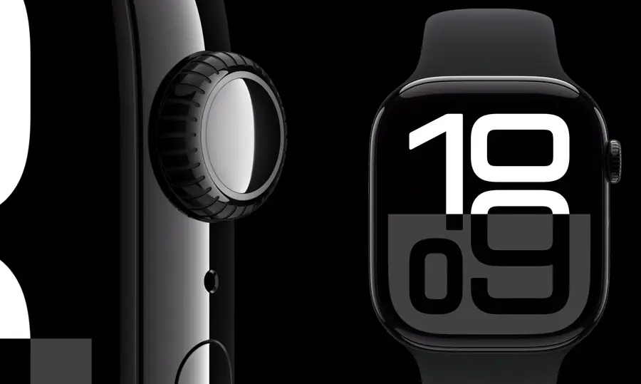Apple Watch Series 10 GPS z kopertą 42 mm z aluminium w kolorze onyksu z paskiem sportowym w kolorze czarnym M/L
