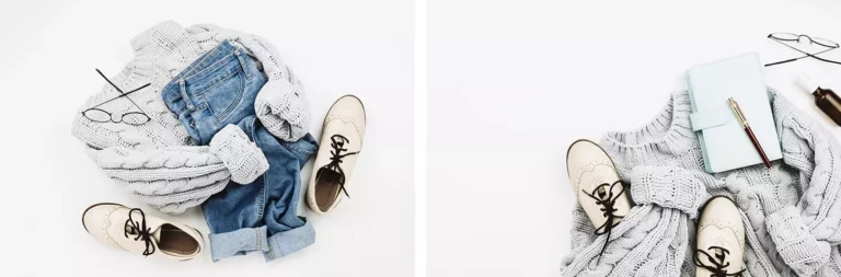 Flat lay: kompozycja otwarta i zamknięta